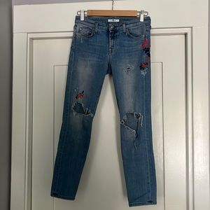 7 embroidered cropped jeans
